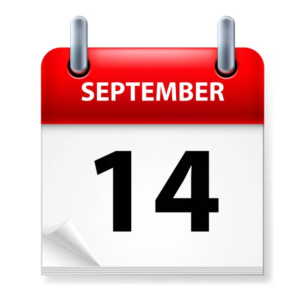 Fourteenth September Calendar Icon White Background — Stock Vector