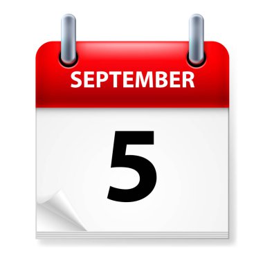 Takvim simgesinde beyaz arkaplanda 5 Eylül simgesi