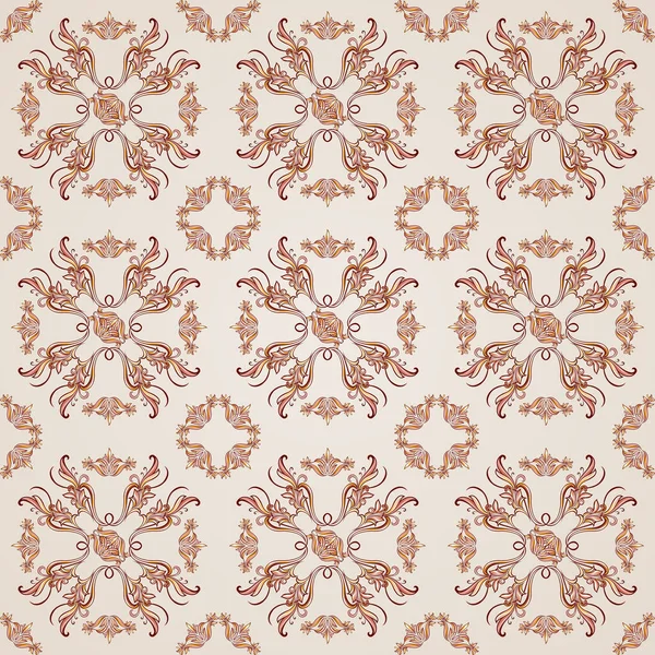 Seamless Floral Pattern Ornate Elements Brown Rose Pink Shades — Stock Vector