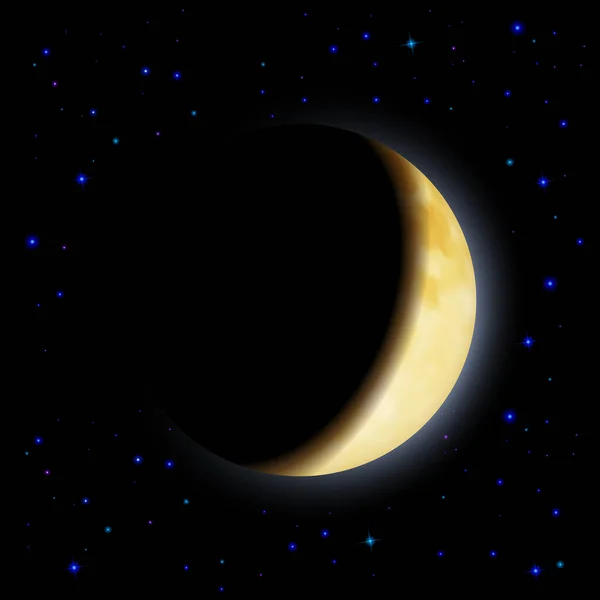 Partial Eclipse Moon Shadows Space Left Side — Stock Vector