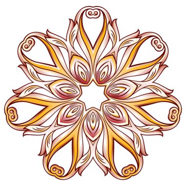 Altı gül pembesi taç yaprağında soyut çiçek deseni