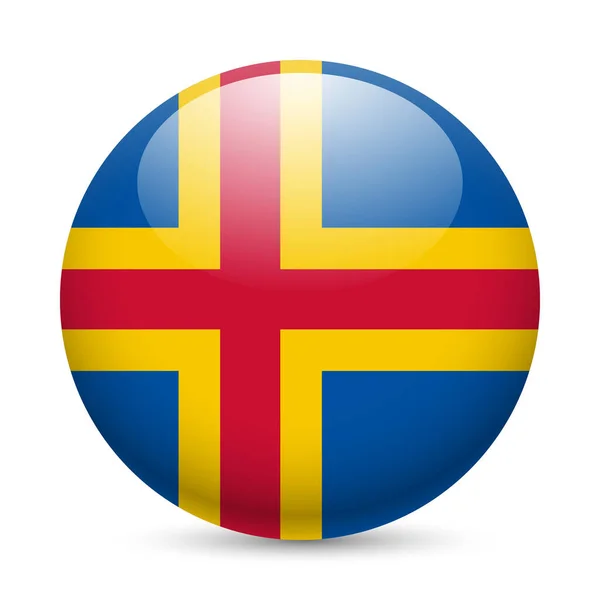 Flag Aland Islands Glossy Icon Button Flag Design — Stock Vector