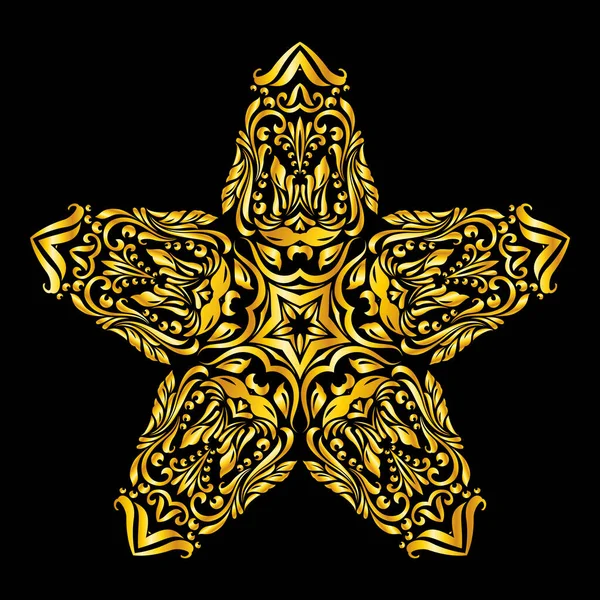 Elemento Dorado Similar Una Estrella Sobre Fondo Negro — Archivo Imágenes Vectoriales
