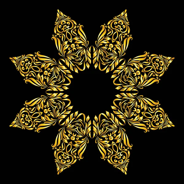 Elemento Oro Vectorial Similar Una Flor Con Pétalos Sobre Fondo — Vector de stock