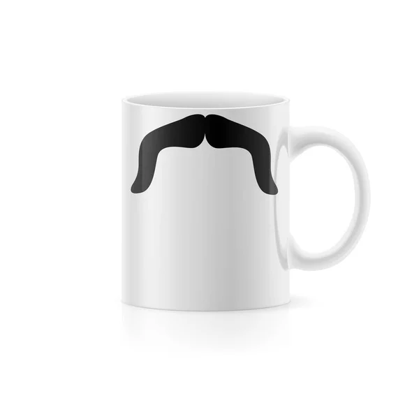 Tasse Avec Moustache Peinte Debout Sur Fond Blanc — Image vectorielle