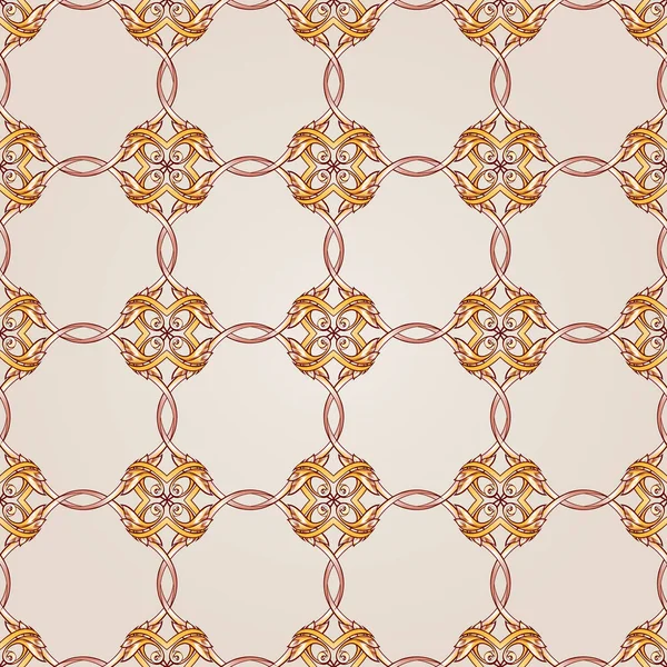 Seamless Ornate Floral Pattern Brown Henna Beige Background — Stock Vector