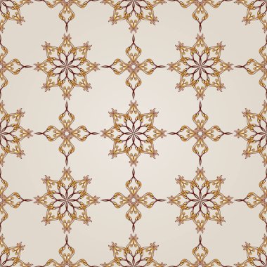 Bej arka planda kahverengi kınanın kusursuz çiçek deseni.