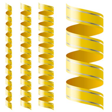 Beyaz zemin üzerinde farklı boyutlarda dikey sarı kurdele.