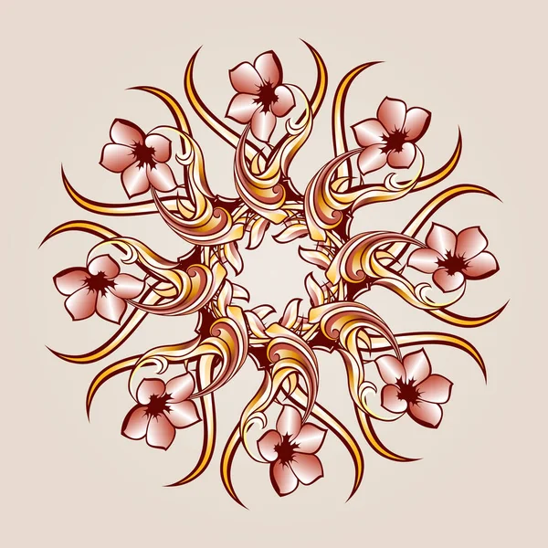 Элемент Цветочного Узором Коричневой Хны Бежевом Фоне — стоковый вектор