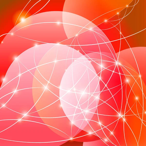 Rode Internet Achtergrond Met Glanzend Netwerk Dots Concept — Stockvector