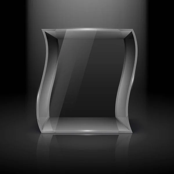 Empty Glass Showcase Wave Form Spot Light Presentation Black — Stock Vector