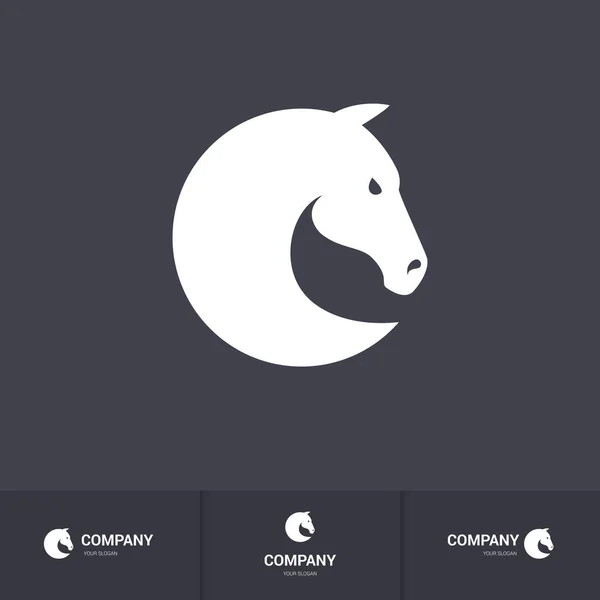 Simple Horse Head Mascot Logo Template Dark Háttér — Stock Vector
