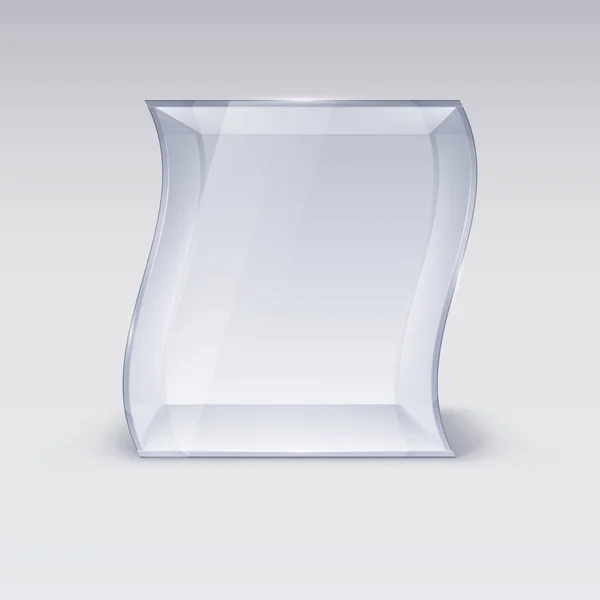 Empty Glass Showcase Wave Form Presentation White Background — Stock Vector