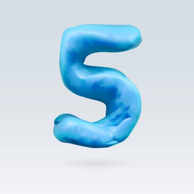 Beş Numaralı Mavi Renk Arkaplanda İzole Edildi