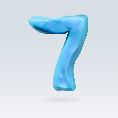 Yedi Numara Mavi Renk Arkaplanda İzole Edildi