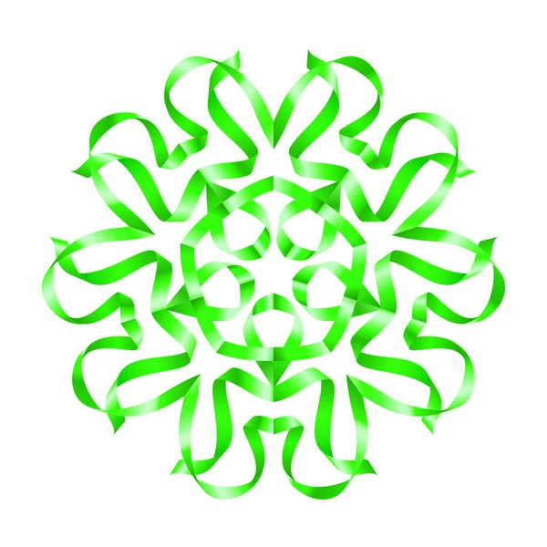 Beautiful Green Flower Swirled Ribbon White Background — Stock Vector
