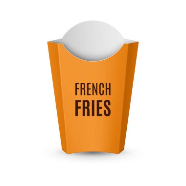 Fast Food Simgesi. Tasarım Şablonu için Patates kızartması için Boş Sarı Paketleme