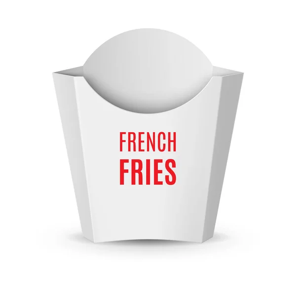 Fast Food Simgesi Fransız Kızartmaları Için Boş Beyaz Paketleme — Stok Vektör