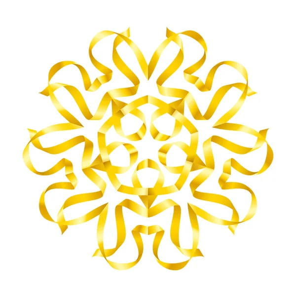 Couleur Jaune Fleur Ruban Tourbillonné Sur Fond Blanc — Image vectorielle