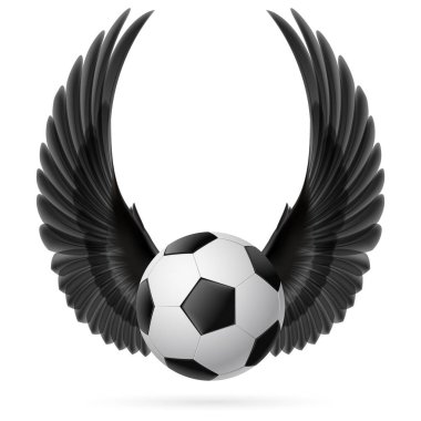 Kalkmış siyah kanatlı gerçekçi futbol topu amblemi