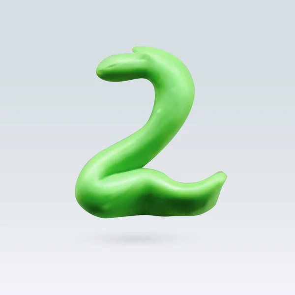 Nummer Zwei Grüne Farbe Isoliert Auf Dem Hintergrund — Stockvektor