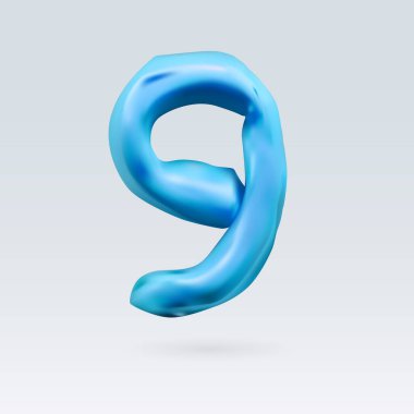 Dokuz Numara Mavi Renk Arkaplanda İzole Edildi