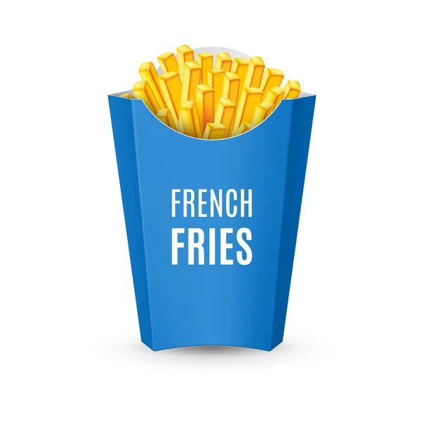 Big Blue Pack Med Pommes Frites Illustration Fast Food Ikonen — Stock vektor