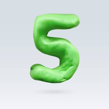 Beş Numaralı Yeşil Renk Arkaplanda İzole Edildi