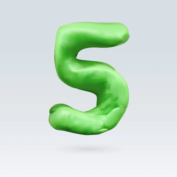 Nummer Fem Grön Färg Isolerad Bakgrund — Stock vektor