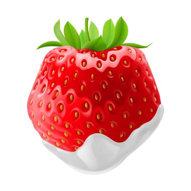 Ekşi kremalı çilek. Beyaz Görüntü