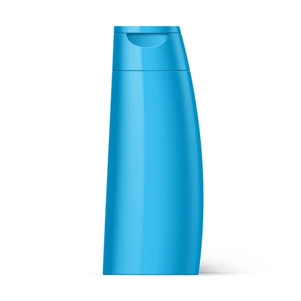 Embalagem Xampu Plástico Garrafa Azul Isolada Fundo Branco —  Vetores de Stock