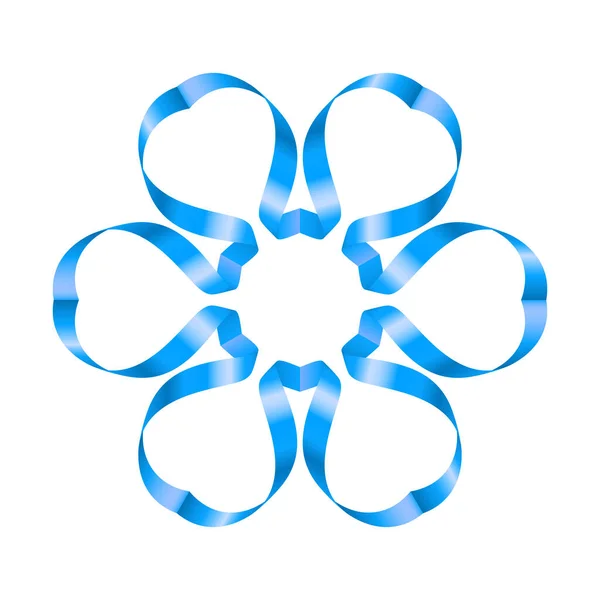 Cinta Azul Adornada Con Una Flor Sobre Fondo Blanco — Vector de stock