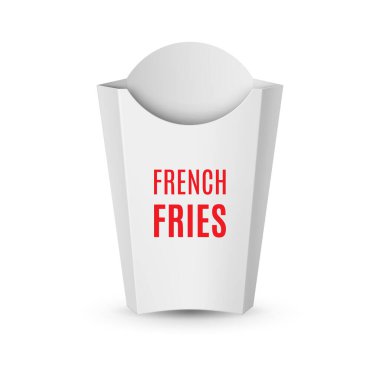Fast Food Simgesi. Tasarım Şablonu için Patates kızartması için Boş Beyaz Paketleme