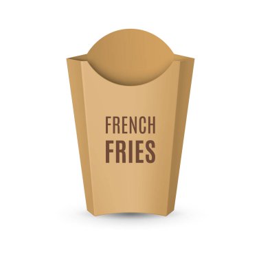 Fast Food Simgesi. Tasarım Şablonu için Patates kızartması için Boş Karton Paketleme