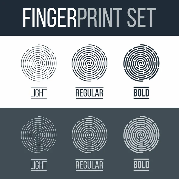 Ensemble Empreintes Digitales Pour Système Autorisation Identification Sur Fond Noir — Image vectorielle