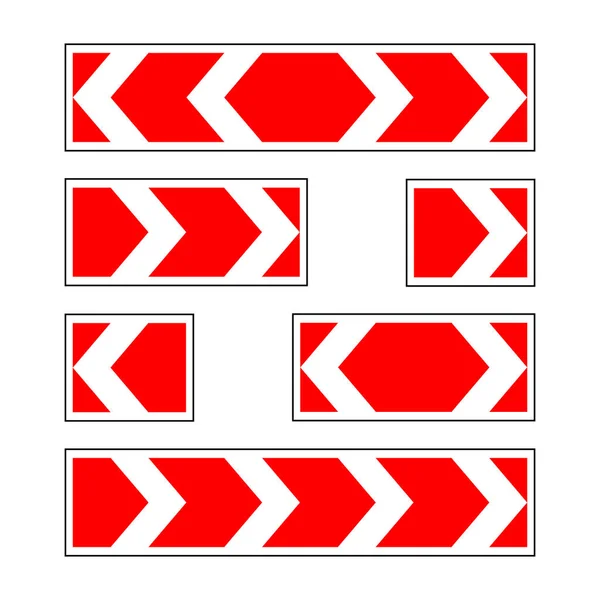 警告交通标志红色和白色剥落箭头的说明 白色背景下隔离的路标 — 图库矢量图片