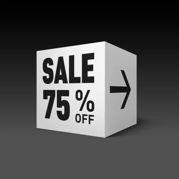 Cube Banner Template Holiday Sale Event Seventy Five Percent Discount — Stock Vector