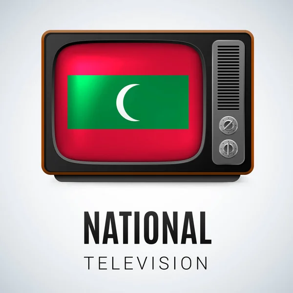 Vintage Flag Maldives Symbol National Television Button Maldivian Flag — Stock Vector