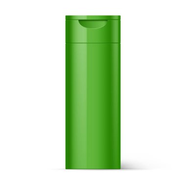 Beyaz Arkaplanda izole edilmiş Yeşil Plastik Şampuan Şişesi