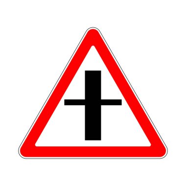 Üçgen Uyarı İşaretinin İllüstrasyonu. Kavşak Uyarısı Ana Yol İşareti