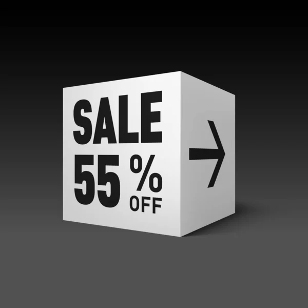 Cube Banner Template Holiday Sale Event Fifty Five Percent Discount — Stock Vector