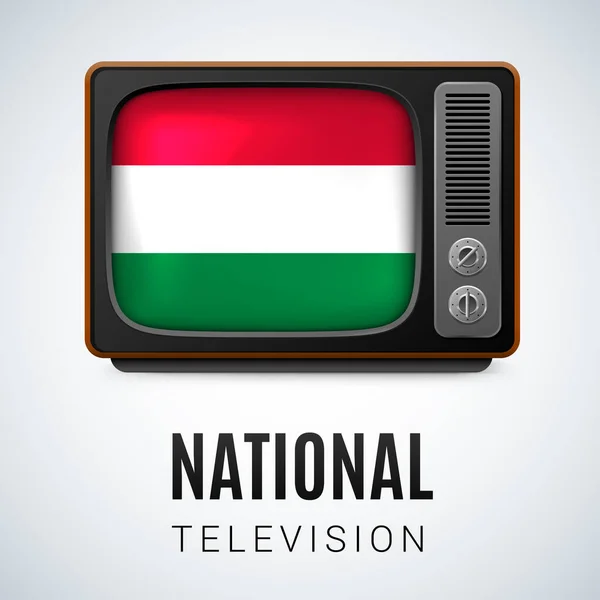 Vintage Flag Hungary Symbol National Television Button Hungarian Flag — Stock Vector