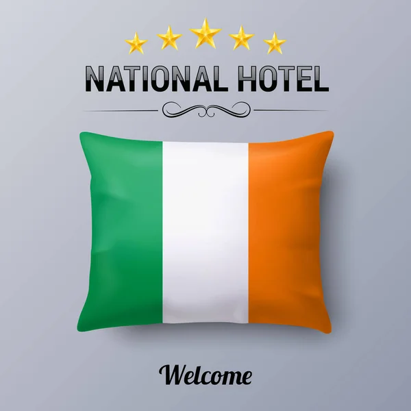 Realistic Pillow Flag Ireland Symbol National Hotel Flag Pillow Cover — Stock Vector
