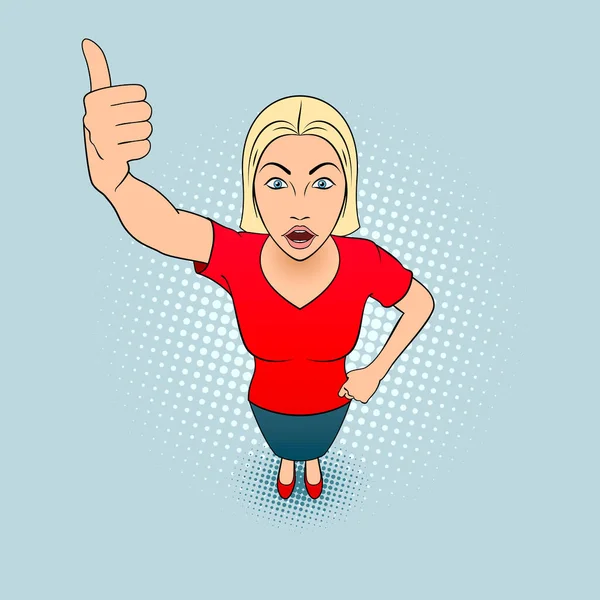 Illustration Woman Giving Thumbs — Stock Vector