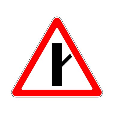 Üçgen Uyarı İşaretinin İllüstrasyonu. Sağdan Bağlantı Üzerine Öncelik