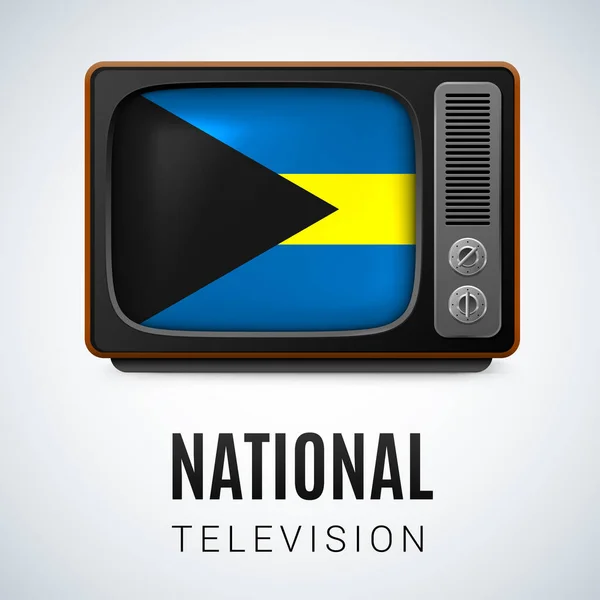 Vintage Flag Bahamas Symbol National Television Inglés Botón Con Bandera — Vector de stock