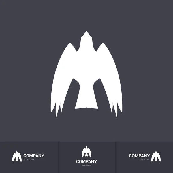 Pássaro Rapina Branco Estilizado Para Modelo Logotipo Mascote Escuro — Vetor de Stock