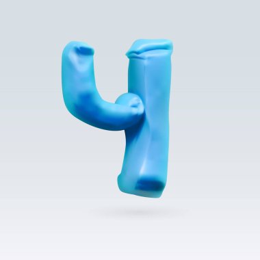 Dört Numaralı Mavi Renk Arkaplanda İzole Edildi