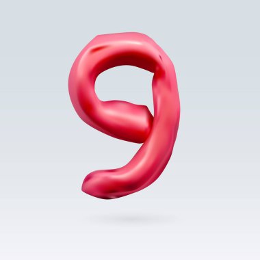 Dokuz Numaralı Kırmızı Renk Arkaplanda İzole Edildi