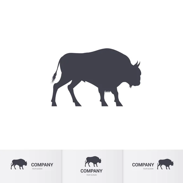 Modèle Simple Logo Bison Pour Mascotte Sur Fond Blanc — Image vectorielle